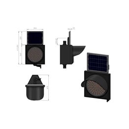 300 mm Ledli Güneş Enerjili Flaşör, Solar Çakar LambaGüneş Enerjili Ledli Flaşörler