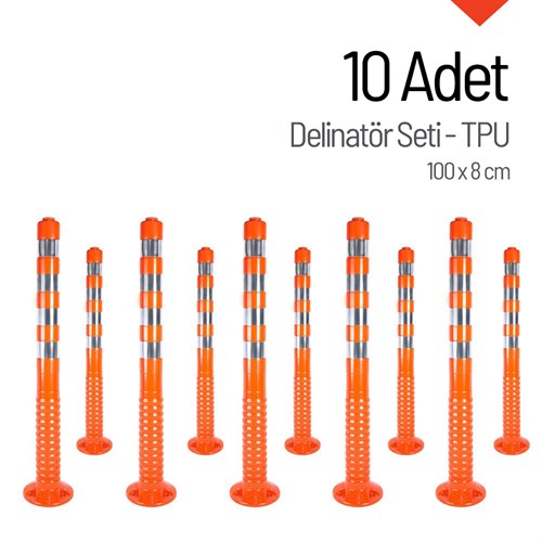 Delinatör 100 x 8 cm (TPU) 10 Adet, Esnek Trafik BariyeriDelinatörler