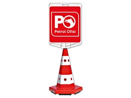 Petrol Ofisi Logo Çift Taraf Baskı Trafik Koni Seti